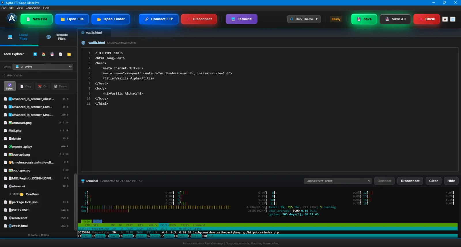 Alpha FTP Code Editor Pro